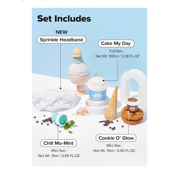 I Dew Care Sundae Scoop Face Mask and Sprinkle Spa Headband Set - Picture 4 of 9